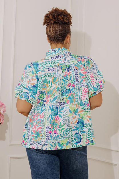 Capri Garden Floral Top Curves