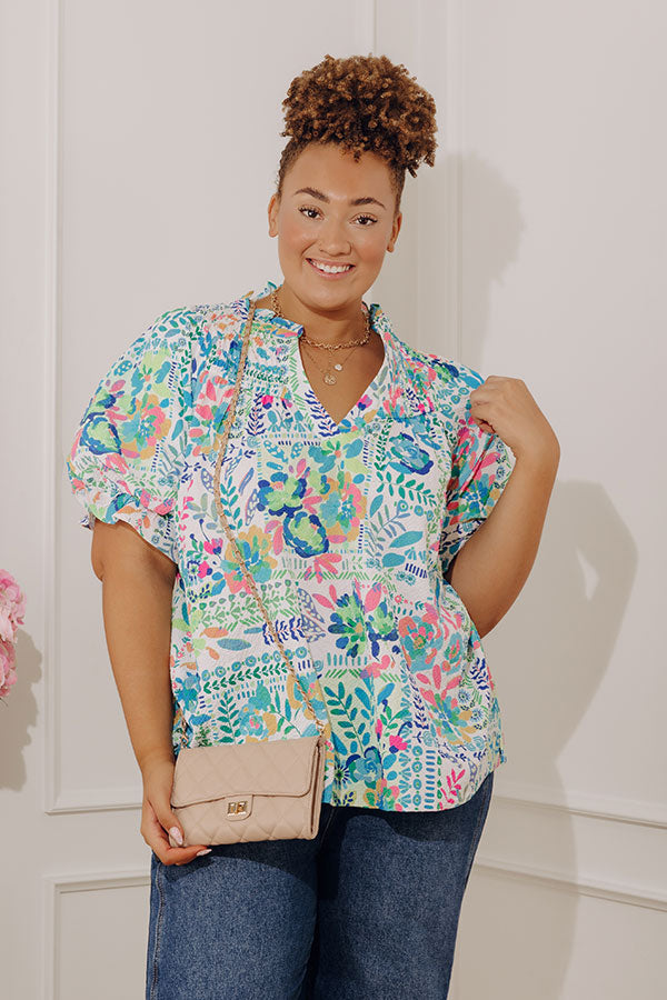 Capri Garden Floral Top Curves