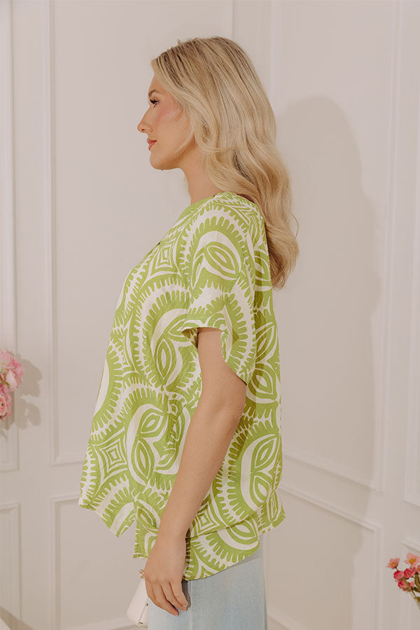 Bungalow Bliss Oversized Top in Lime Punch
