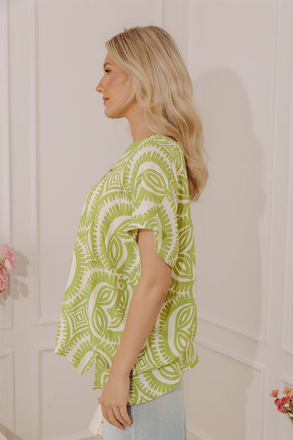 Bungalow Bliss Oversized Top in Lime Punch