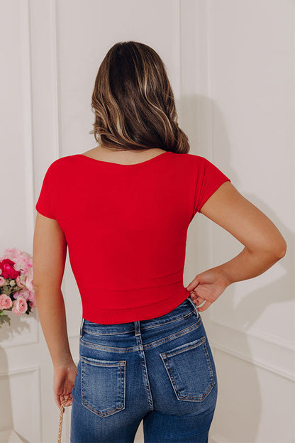 Bistro Brunch Knit Top in Red