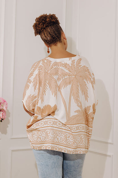 Oasis Escape Oversized Top in Iced Latte Curves