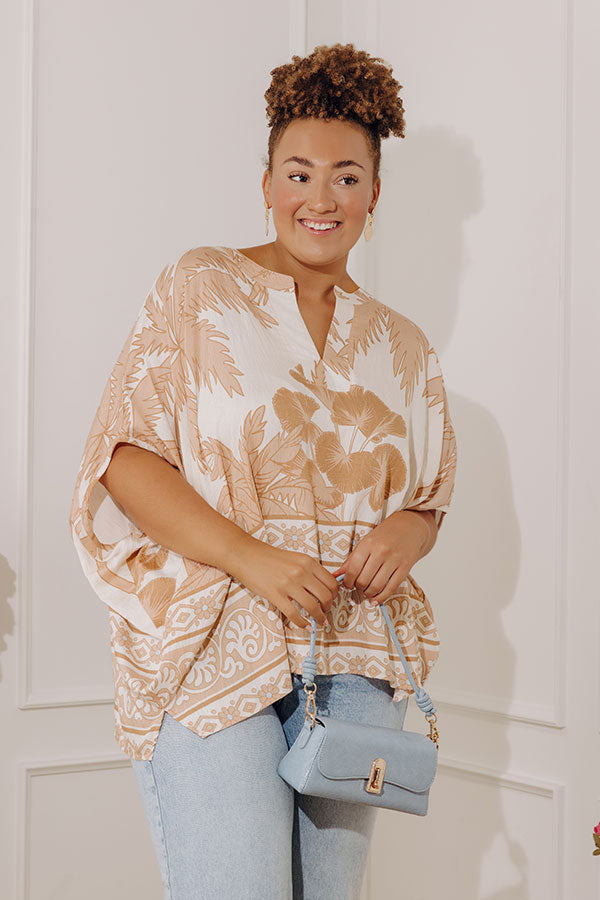 Oasis Escape Oversized Top in Iced Latte Curves
