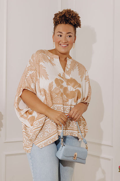 Oasis Escape Oversized Top in Iced Latte Curves