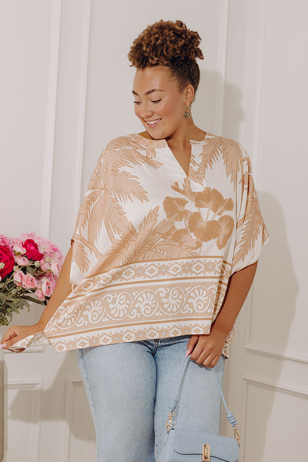 Oasis Escape Oversized Top in Iced Latte Curves