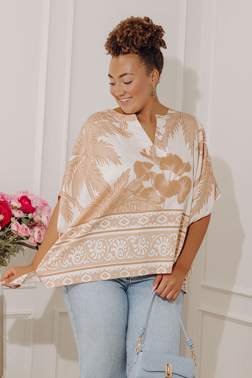 Oasis Escape Oversized Top in Iced Latte Curves