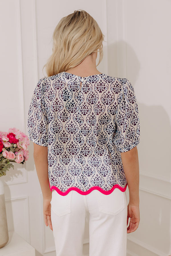 Kensington Charm Linen-Blend Top