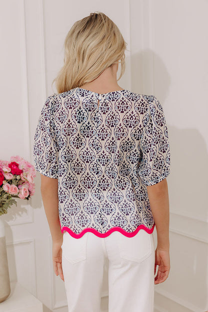 Kensington Charm Linen-Blend Top