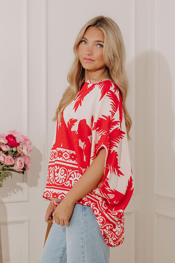 Oasis Escape Oversized Top in Red