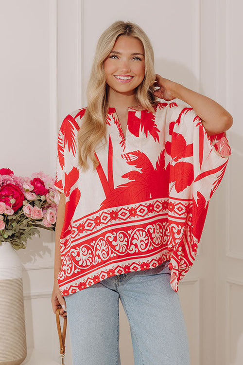 Oasis Escape Oversized Top in Red