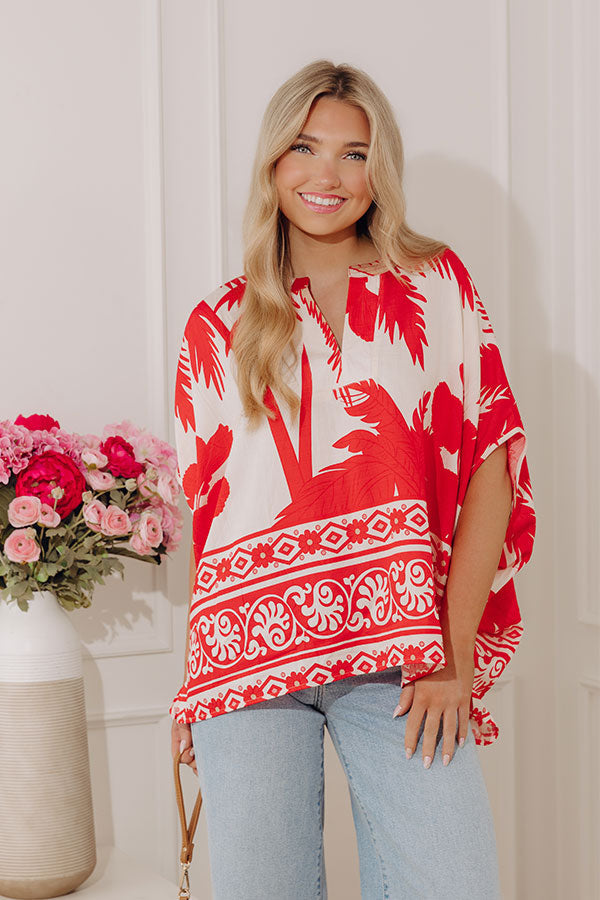 Oasis Escape Oversized Top in Red