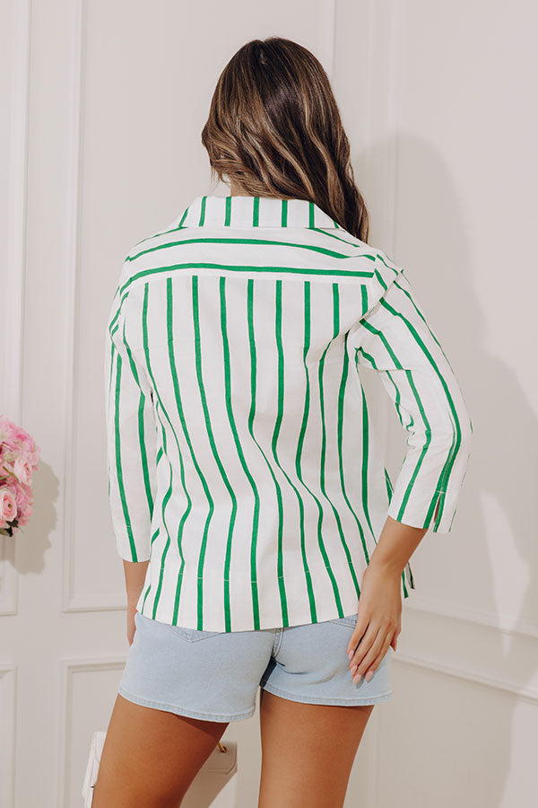 Country Club Moment Stripe Top in Green