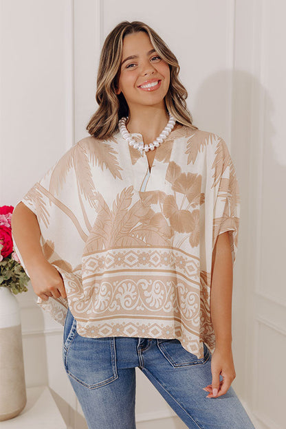 Oasis Escape Oversized Top in Iced Latte
