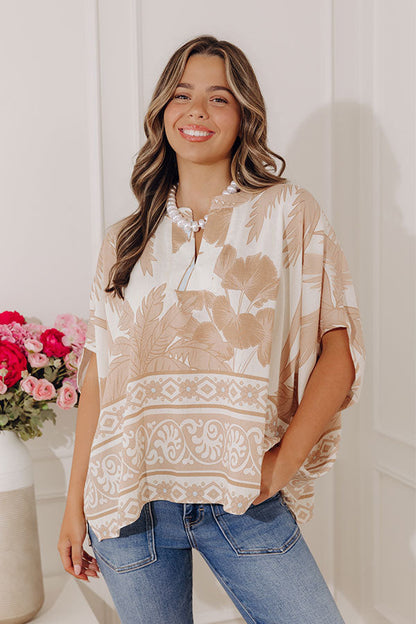 Oasis Escape Oversized Top in Iced Latte
