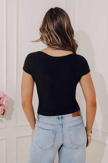 Bistro Brunch Knit Top in Black