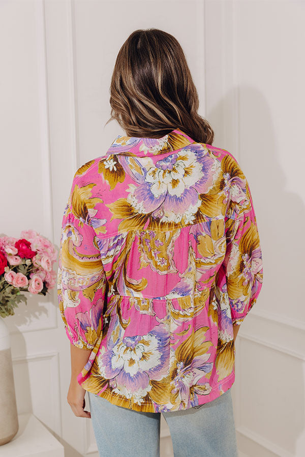 Sweet Moments Floral Babydoll Top in Bubblegum Pink