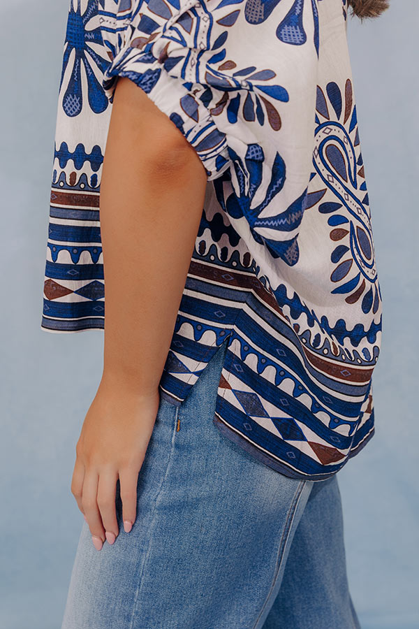 Italian Coastline Floral Dolman Top
