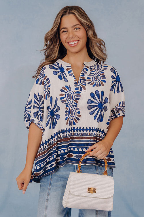 Italian Coastline Floral Dolman Top