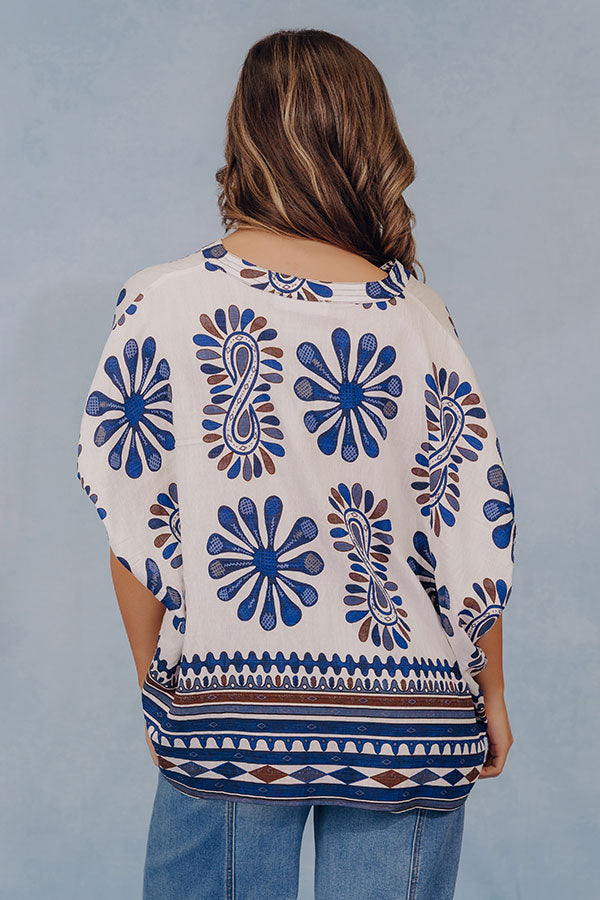 Italian Coastline Floral Dolman Top