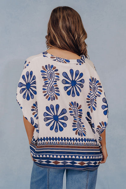 Italian Coastline Floral Dolman Top