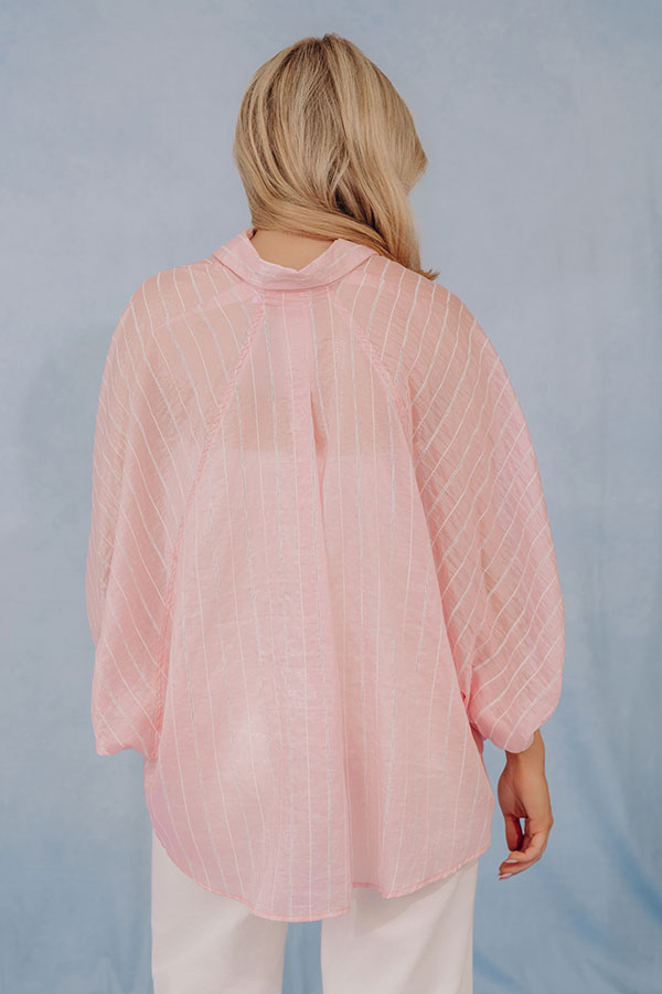 Chic Mindset Oversized Stripe Button Up Top