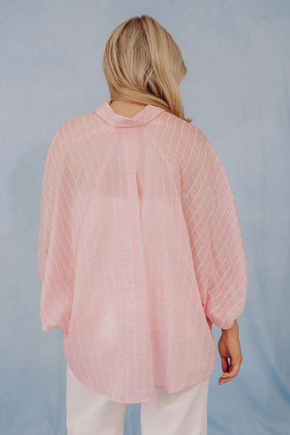 Chic Mindset Oversized Stripe Button Up Top