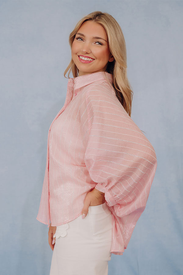 Chic Mindset Oversized Stripe Button Up Top