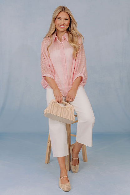 Chic Mindset Oversized Stripe Button Up Top