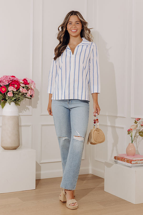 Country Club Moment Stripe Top in Blue