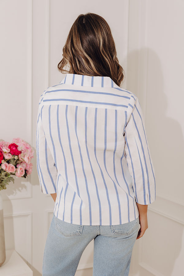 Country Club Moment Stripe Top in Blue