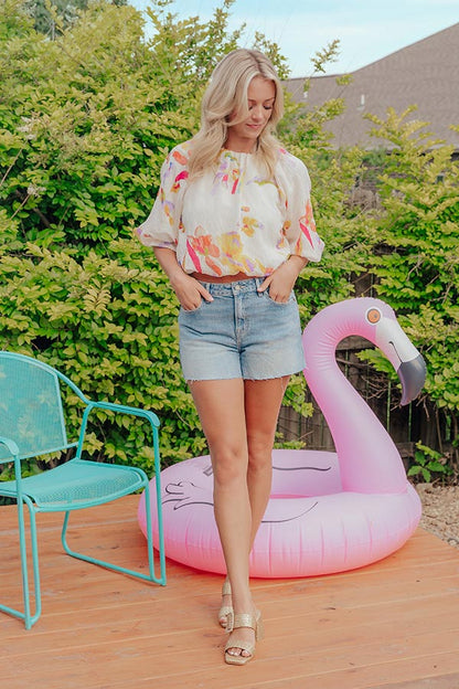 Vineyard Brunch Floral Top