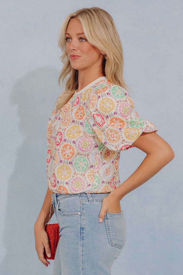 Mosaic of Style Floral Embroidered Top