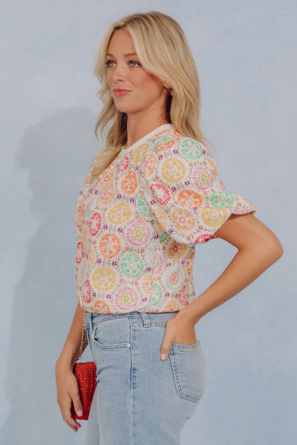 Mosaic of Style Floral Embroidered Top