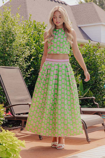 Garden Society High Waist Floral Midi Skirt