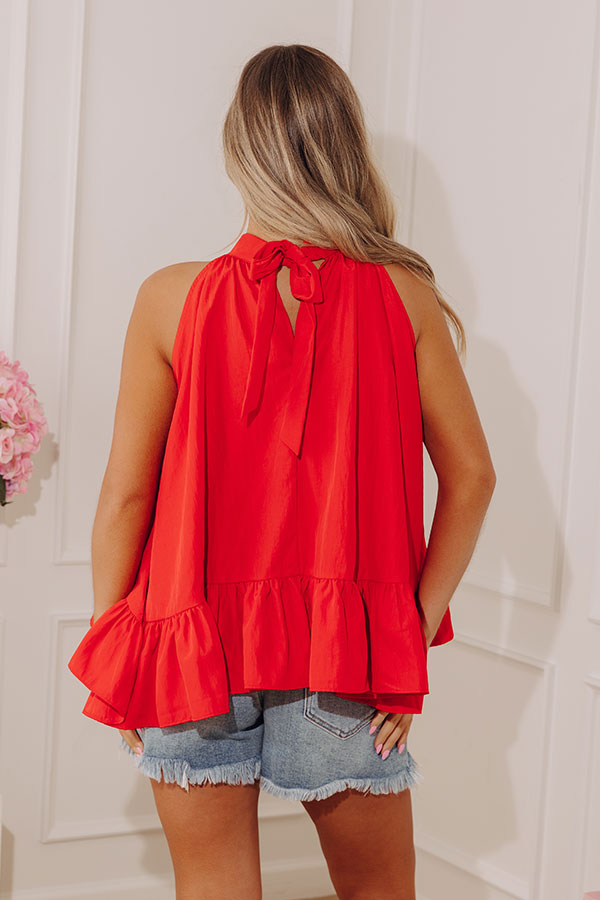 For The Frills Ruffle Top in Red