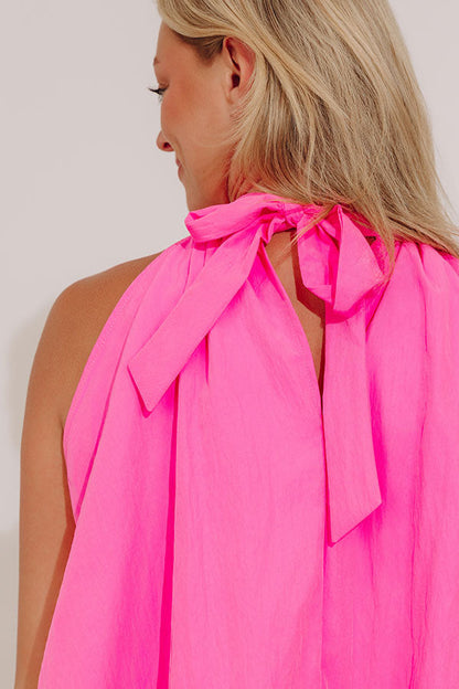 For The Frills Ruffle Top in Bright Pink