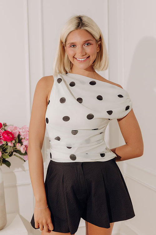 Champagne Toast Asymmetrical Ruched Top in Ivory