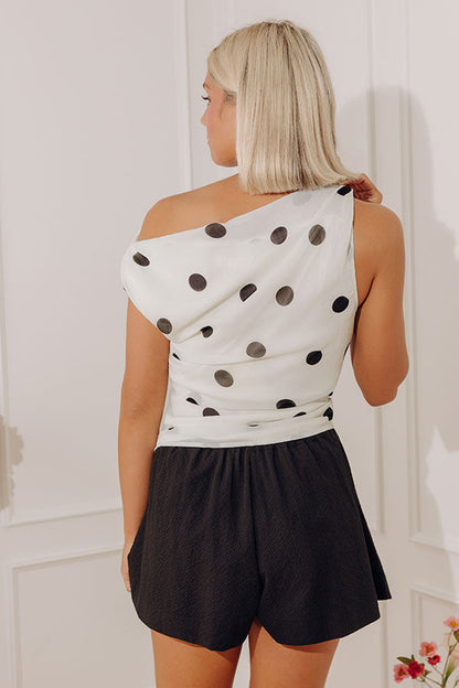 Champagne Toast Asymmetrical Ruched Top in Ivory