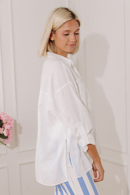 Malibu Beach House Oversized Button Up Top
