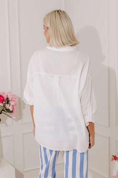 Malibu Beach House Oversized Button Up Top