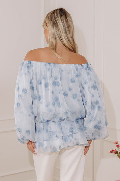 Watercolor Whimsy Off Shoulder Floral Tunic Top