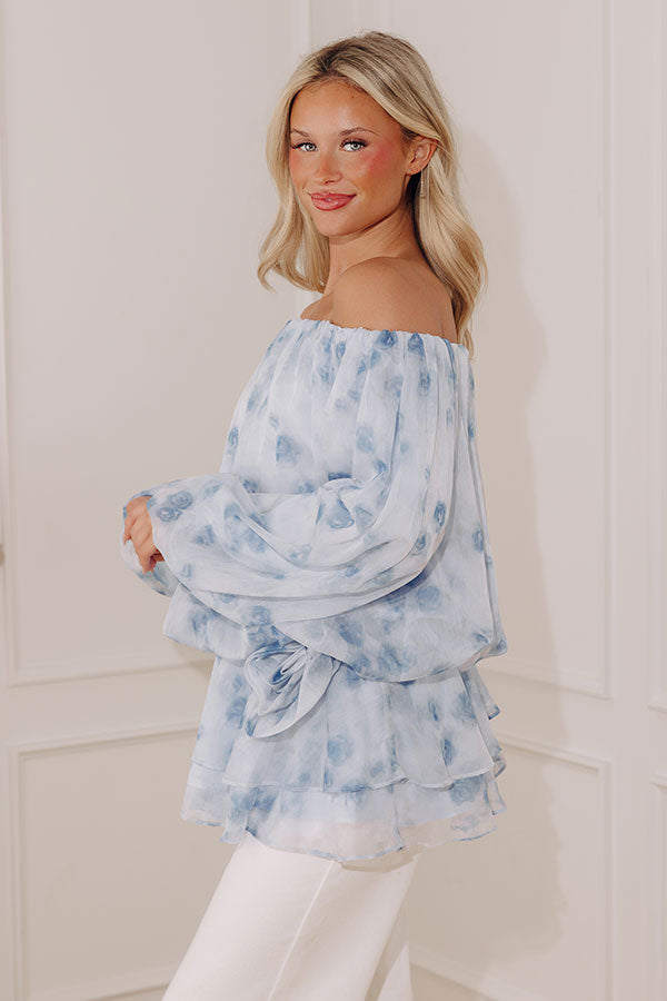 Watercolor Whimsy Off Shoulder Floral Tunic Top