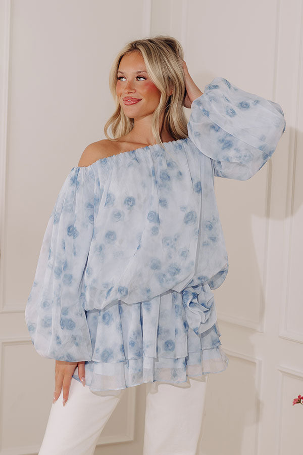 Watercolor Whimsy Off Shoulder Floral Tunic Top