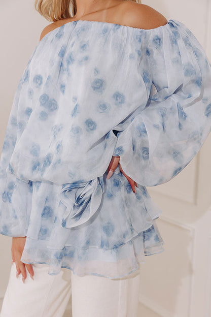 Watercolor Whimsy Off Shoulder Floral Tunic Top