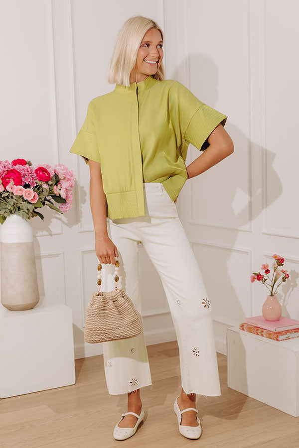 Modern Muse Button Down Top in Lime Punch