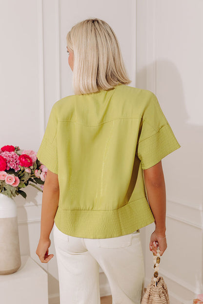 Modern Muse Button Down Top in Lime Punch