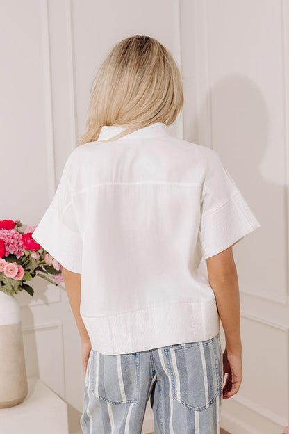 Modern Muse Button Down Top in White