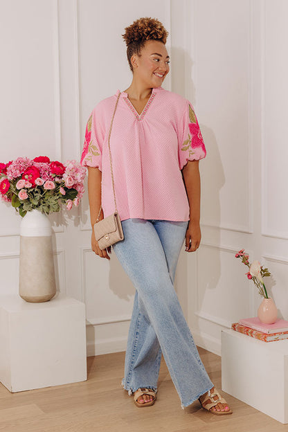 Blooming Beauty Embroidered Top Curves