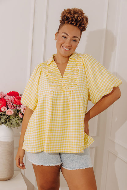 Picnic Charm Gingham Top Curves