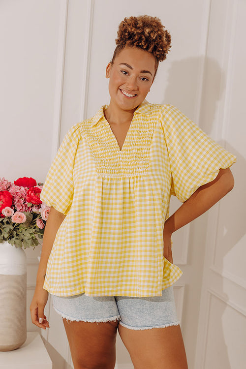 Picnic Charm Gingham Top Curves